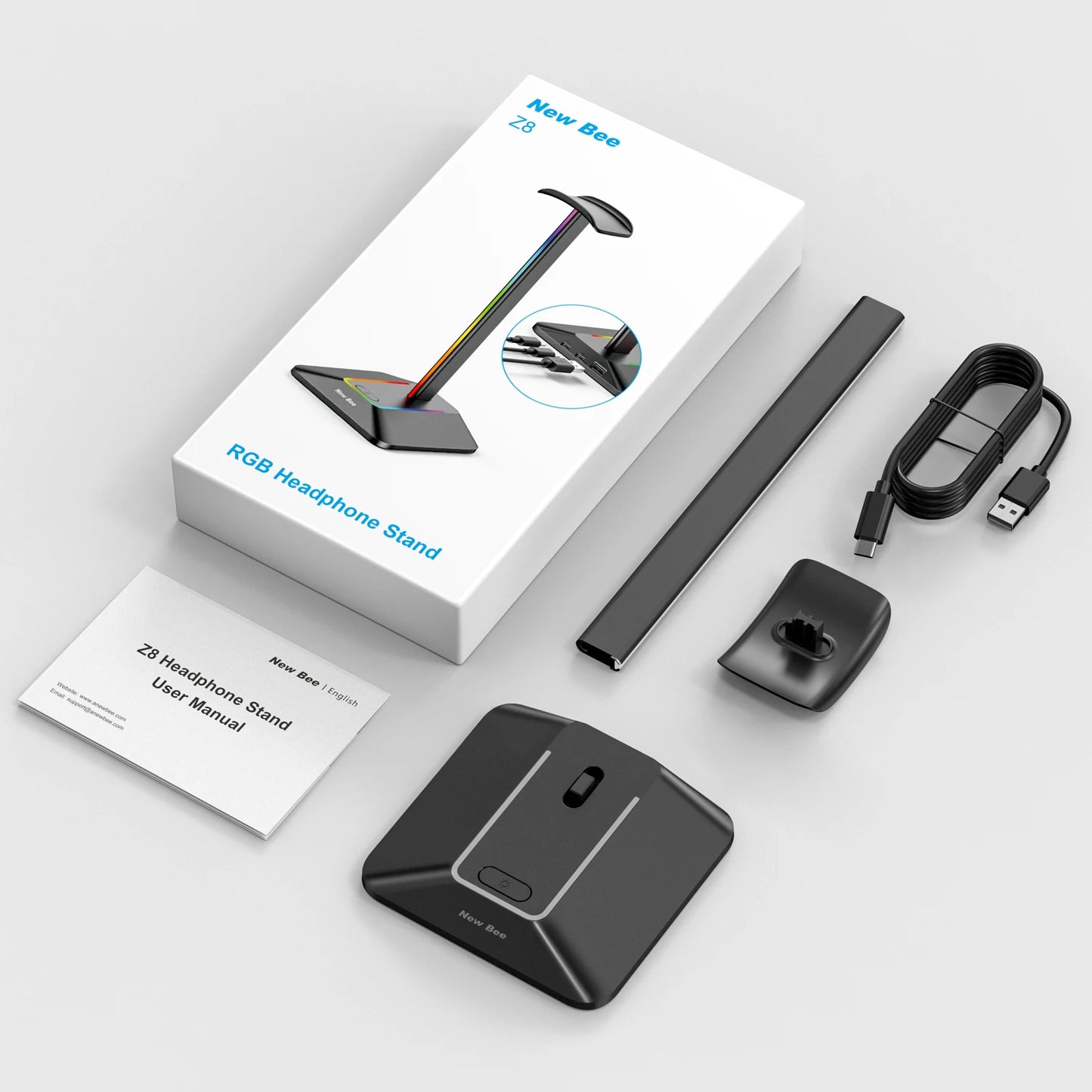 Support Casque Gaming RGB — 2 Ports USB