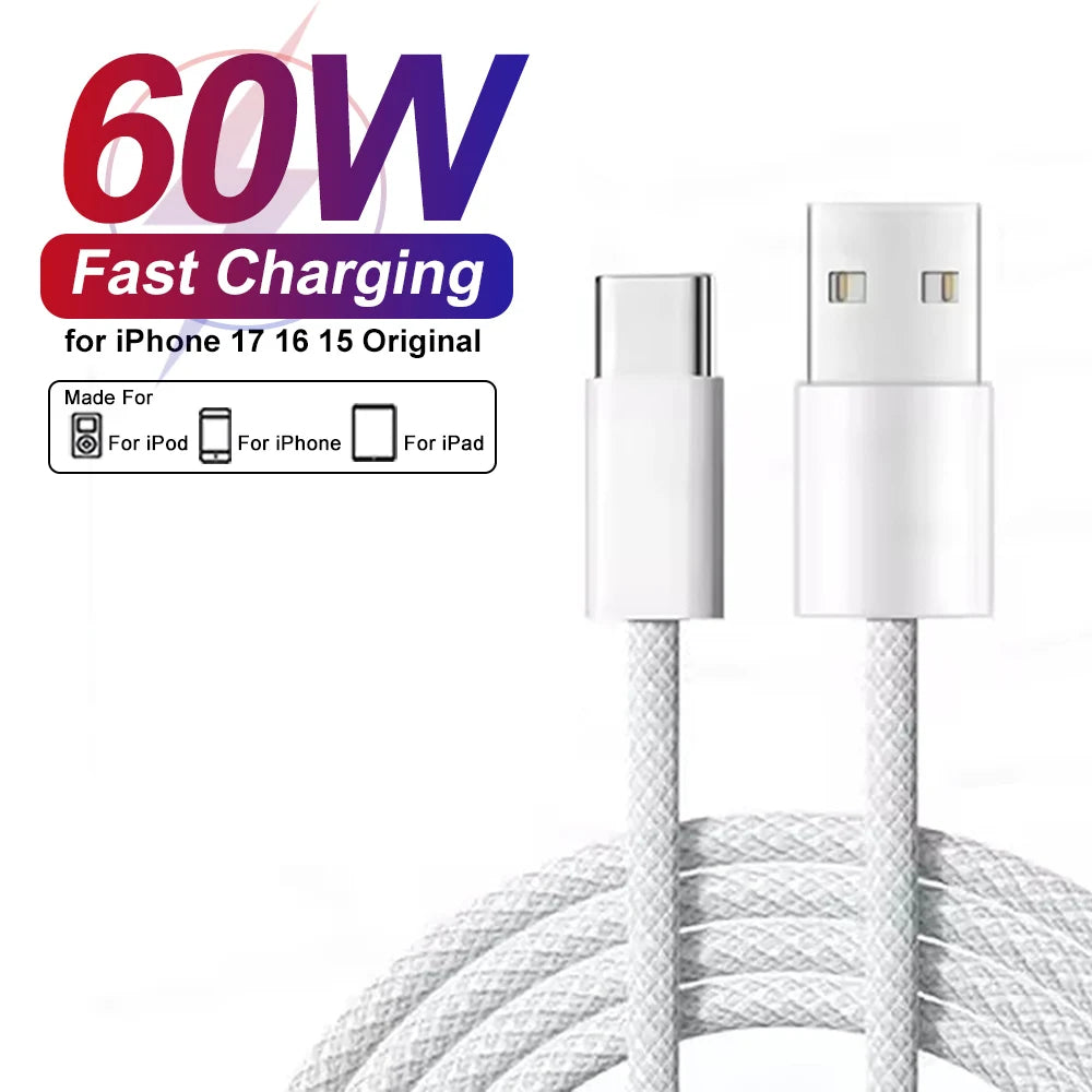 Câble USB-C vers USB-C 60W — Compatible iPhone 15/16/17