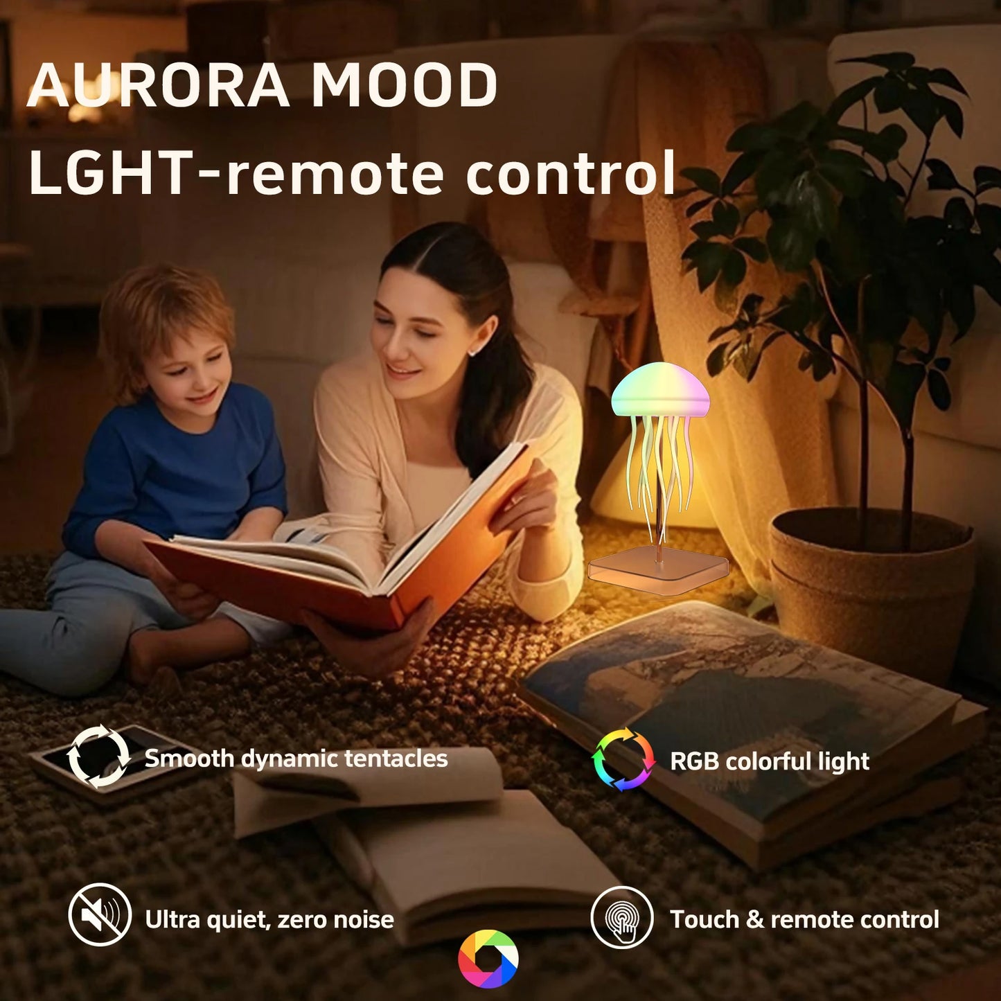 Lampe Méduse Flottante RGB — Veilleuse Tactile Rechargeable