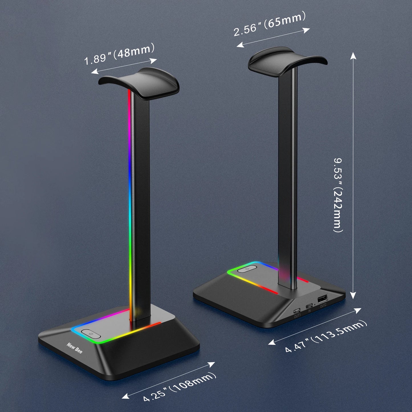 Support Casque Gaming RGB — 2 Ports USB